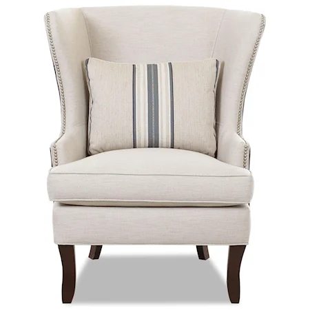 Transitional Krauss Wing Chair with Nail Head Trim
